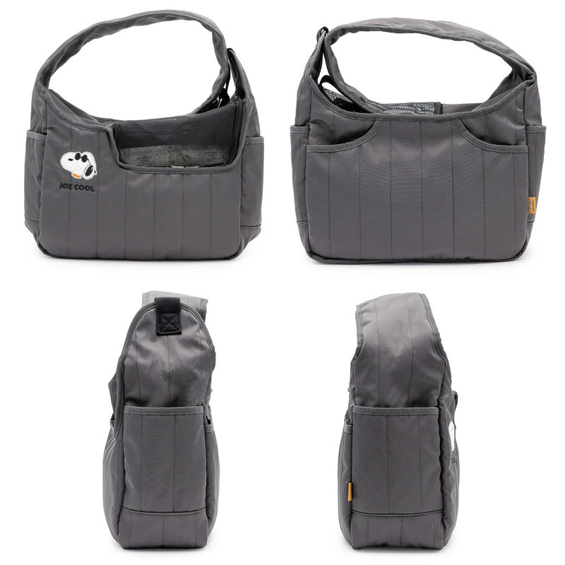 Authentic Snoopy Dog Carrier Bag, Joe Cool Quilted Sling, for Small Dogs | Anti-Jump Strap, Compact Cooler Compatible, Shoulder Carry