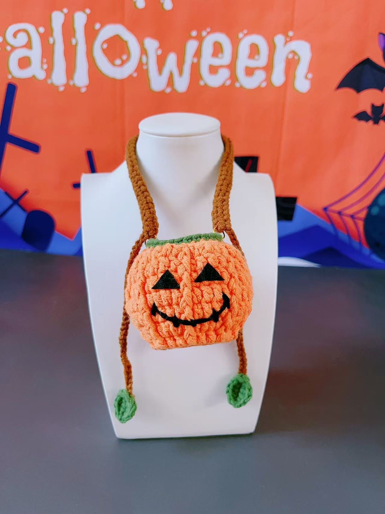Light Up Handmade Knitted Halloween Pumpkin Bandana