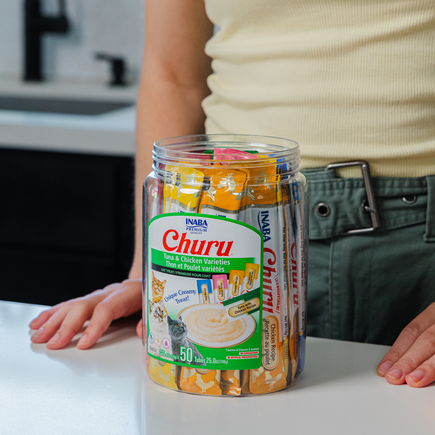 Inaba Churu Puree Chicken Seafood Variety Cat Treats 700g (50 Tubes)