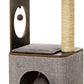 Taily Wooden Cat Tree King Scratching Post Cubox Condo Removable Cover Modern Cat Furniture House for Indoor Cats
