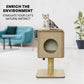 Taily Wooden Cat Tower Scratching Tree Post Cubox House Removable Cover Cat Trees Modern Furniture for Indoor Cats