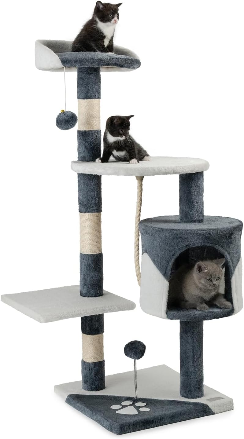 Taily Cat Tree Activity Centre Scratching Post | 112cm | Grey/White