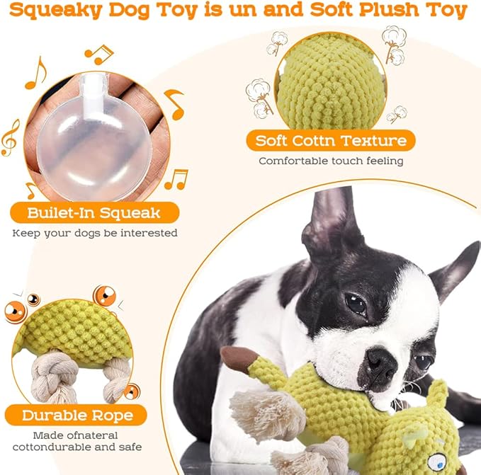 Stuffed Dog Chew Toys | Squeaky Dog Toy Teething Toy Fun for Indoor Puppies and Senior Pups, Plush No Mess Chew and Play Durable Chewing Toys Puppy, Small, Middle, Big Dogs