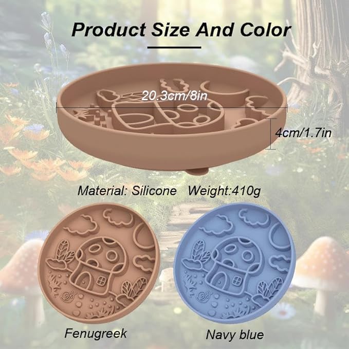 Mushroom Shaped 3-in-1 Pet Slow Food Bowl Silicone Licking Mat and Puzzle Feeder