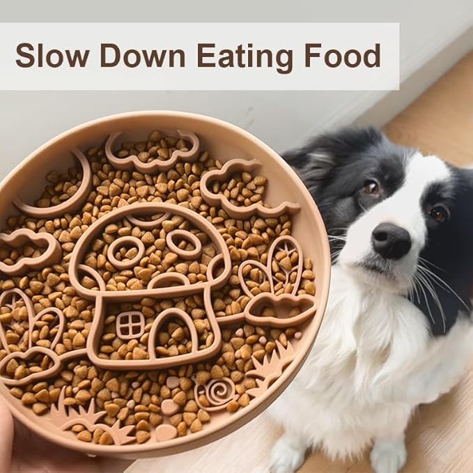 Mushroom Shaped 3-in-1 Pet Slow Food Bowl Silicone Licking Mat and Puzzle Feeder
