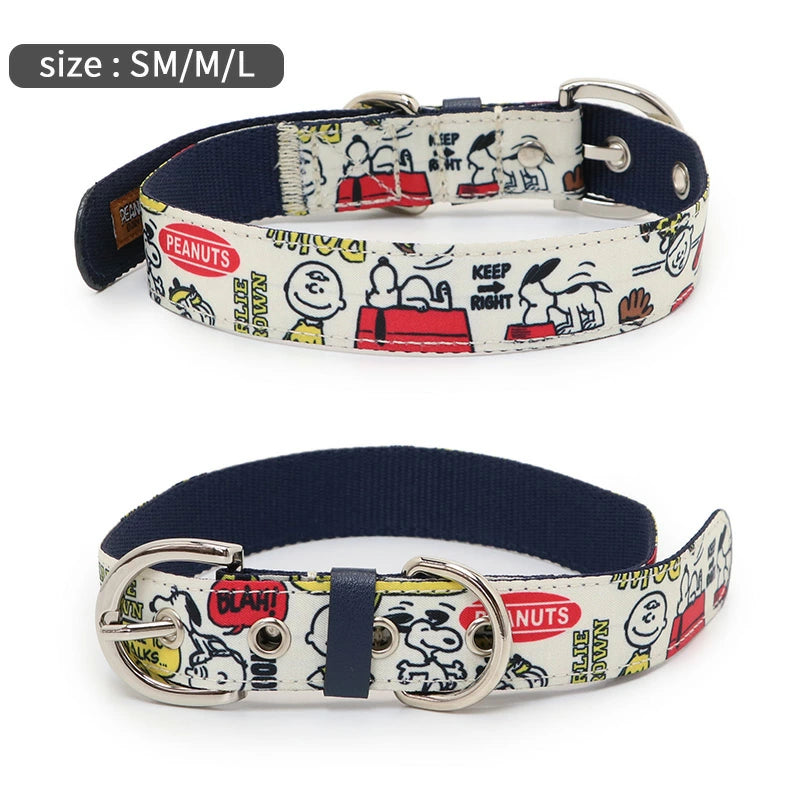 Dog collar leash Snoopy [Small dog] [Medium dog] [Large dog] Pair pattern | Lightweight, easy to put on,