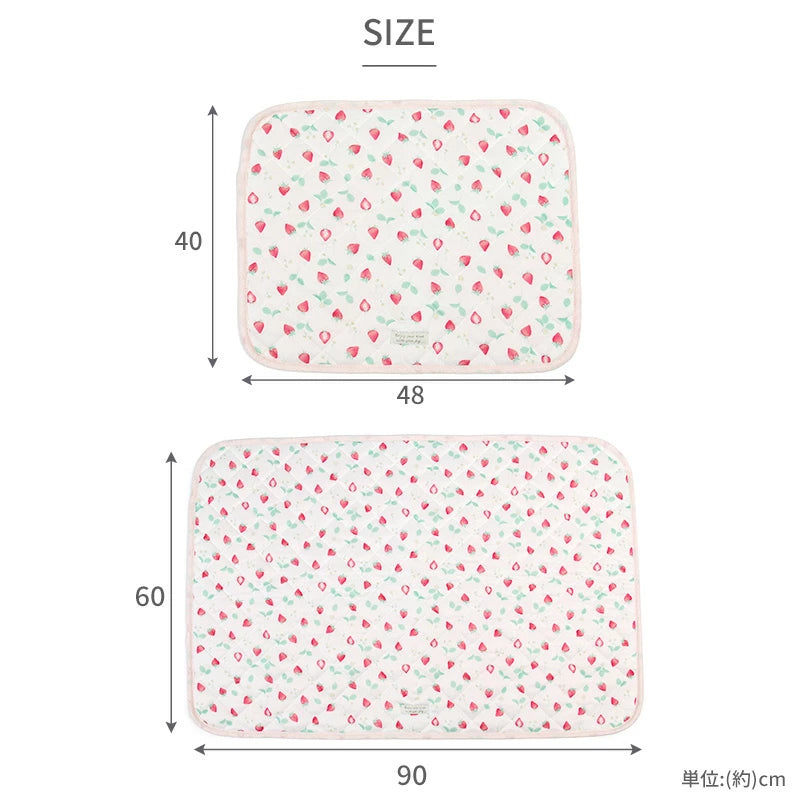 Cool Mat Cool Feel Soft Cool Mat Strawberry Flower | Pink Strawberry Square Cat Cool Touch Feel Cool Pet Heat Stroke Prevention Summer Pet Bed Washable Cool Feel Cooling