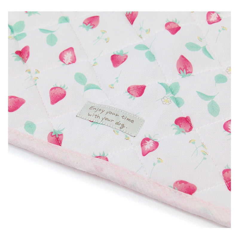 Cool Mat Cool Feel Soft Cool Mat Strawberry Flower | Pink Strawberry Square Cat Cool Touch Feel Cool Pet Heat Stroke Prevention Summer Pet Bed Washable Cool Feel Cooling