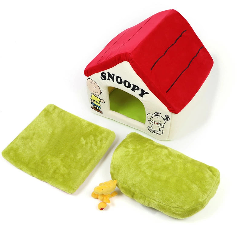 Stylish dog bed Snoopy Red roof house Garden accessories Dome Red roof Cat Small dog Care Fluffy All year round Cushion Sofa Cuddler Character Plush Pet House