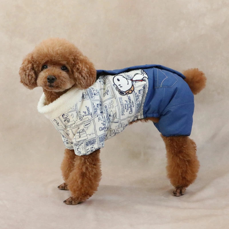 Dog winter clothes Snoopy overalls, cotton-filled, far infrared, airalls, small dogs, medium dogs, large dogs | Autumn/winter clothes, Flying Ace, warm, cold protection, cold protection, lightweight, light, warm, rompers, with feet