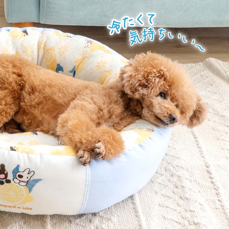 Authentic Lisa & Gaspard Dog Cooling Cuddler Bed – Citrus Pattern (55cm)