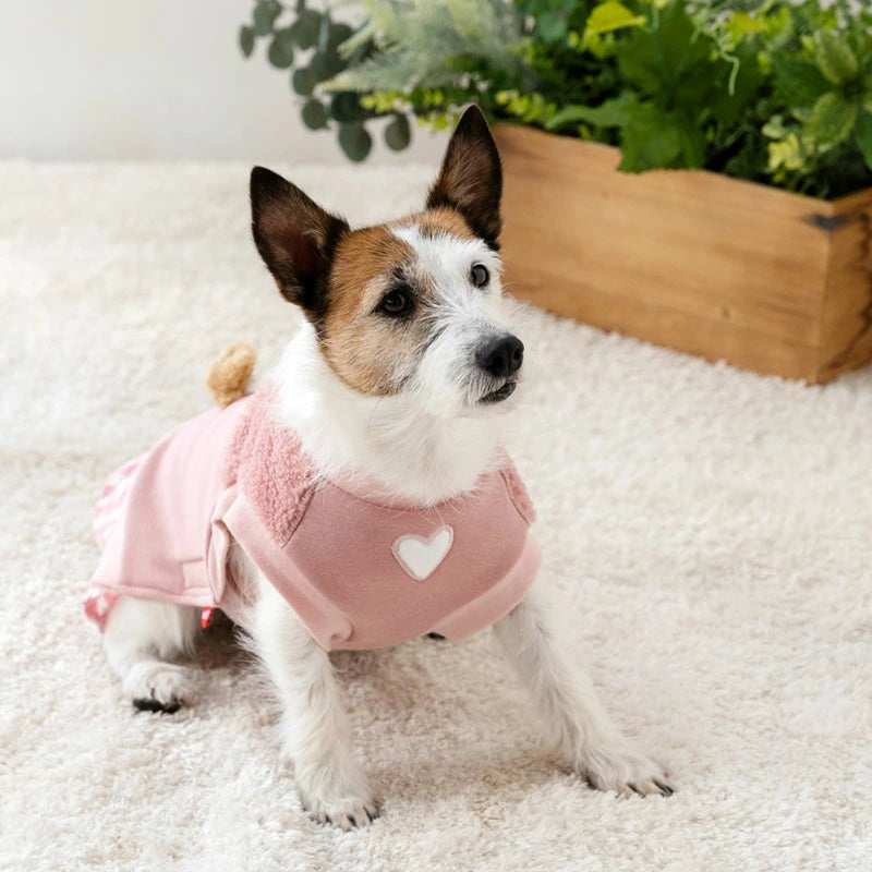 Snoopy Andy Dog Clothes Spring Side Open Sweatshirt Easy to Wear Small Dog Pink | Autumn/Winter Harness Lead Hole Layered Look Going Out Walking Stylish Cute Girl