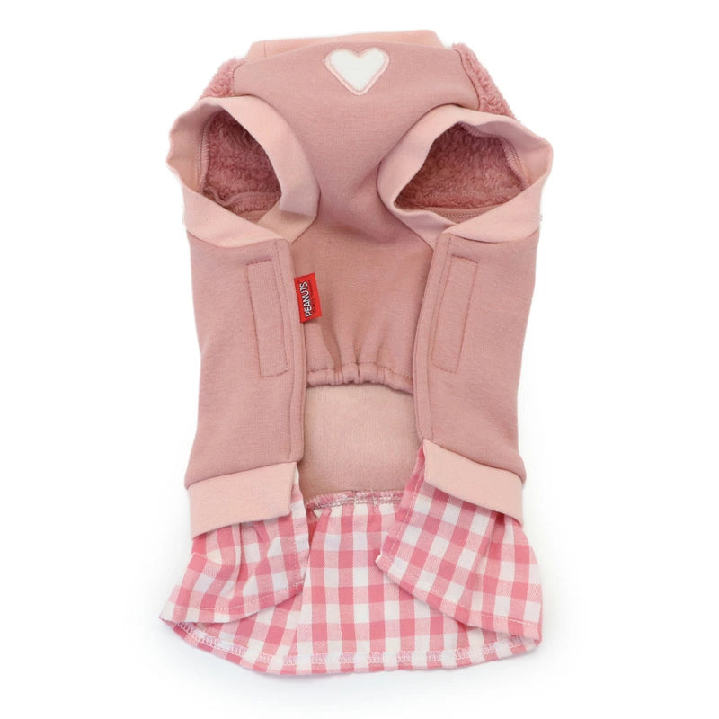Snoopy Andy Dog Clothes Spring Side Open Sweatshirt Easy to Wear Small Dog Pink | Autumn/Winter Harness Lead Hole Layered Look Going Out Walking Stylish Cute Girl