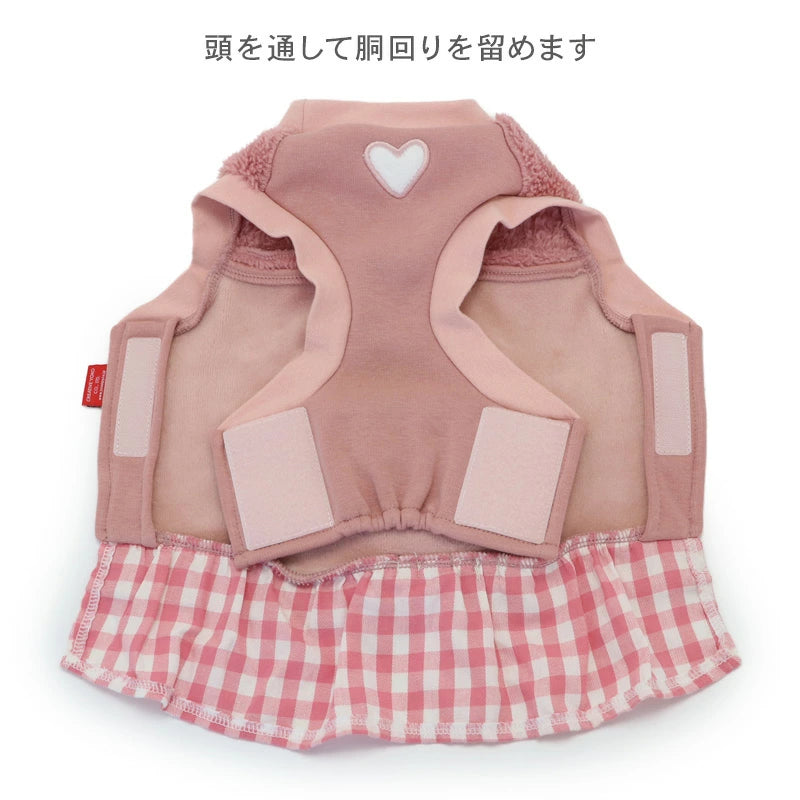 Snoopy Andy Dog Clothes Spring Side Open Sweatshirt Easy to Wear Small Dog Pink | Autumn/Winter Harness Lead Hole Layered Look Going Out Walking Stylish Cute Girl