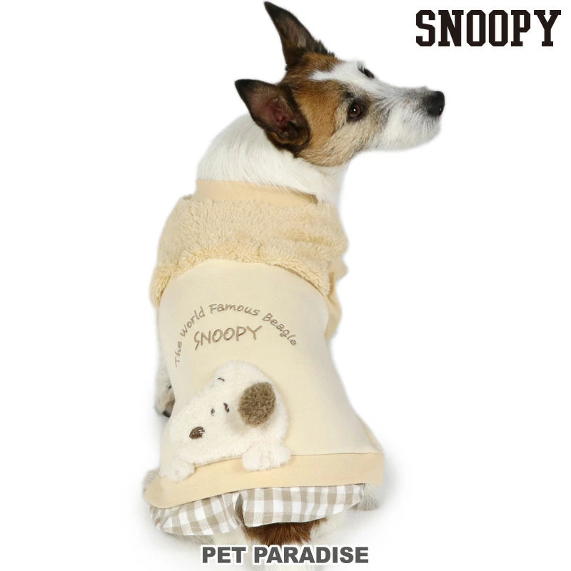 Snoopy dog clothes, spring, open-arm sweatshirt, easy to put on, for small dogs, beige | Autumn/winter, harness and lead hole, layered, wind, going out, going for a walk