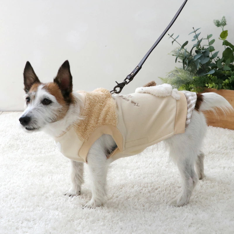 Snoopy dog clothes, spring, open-arm sweatshirt, easy to put on, for small dogs, beige | Autumn/winter, harness and lead hole, layered, wind, going out, going for a walk