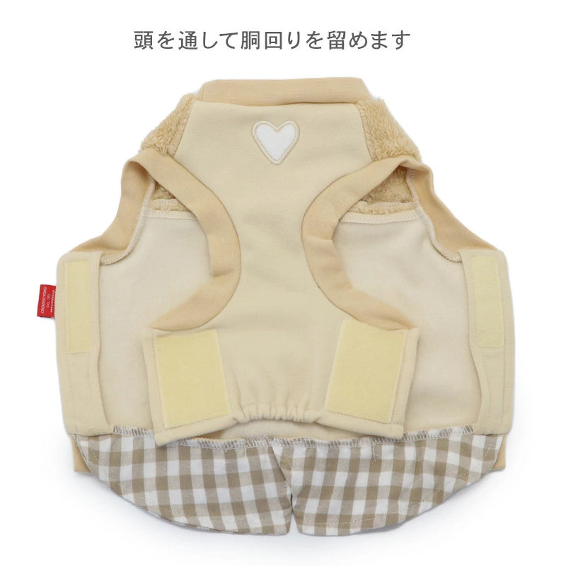 Snoopy dog clothes, spring, open-arm sweatshirt, easy to put on, for small dogs, beige | Autumn/winter, harness and lead hole, layered, wind, going out, going for a walk