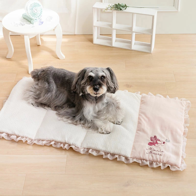 Authentic Disney Minnie Mouse Dog Pet Cushion Summer Cool Heart Pattern Cool Roll Mat |