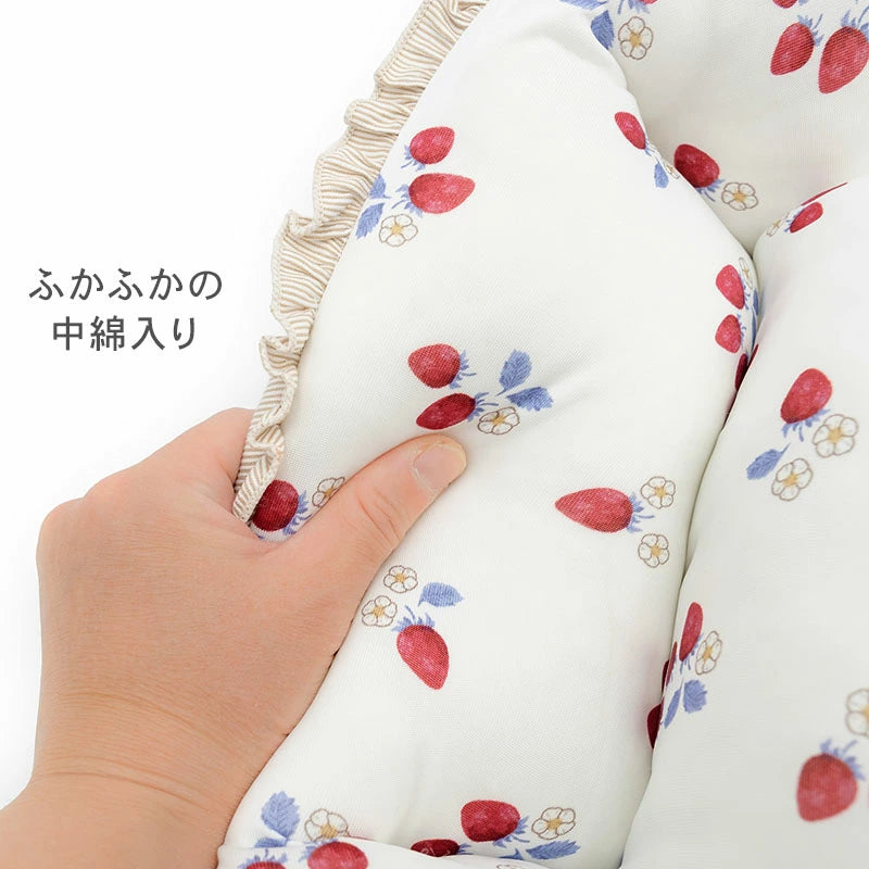 Strawberry Pattern Dog Cooling Cuddler Bed – Round Cool-Touch Pet Bed
