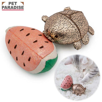 Vibrating Beetle Cat Toy with Watermelon – Pull-String Interactive Cat Toy