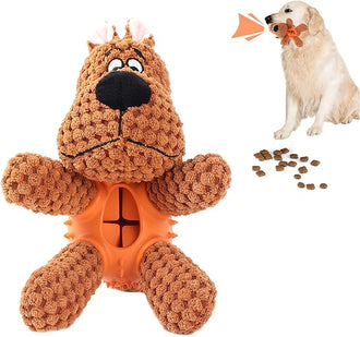 BEE & FLOWER | Brown Dog | Dog Puzzle Toys for Boredom for Medium Dogs | Stuffed Soft Puppy Dog Brain Stimulating Toys, Treat Dispenser Toys for Dogs for Cleaning Teeth