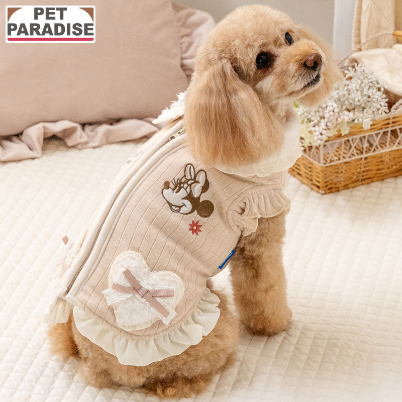 Disney Minnie Mouse Dog Clothes Winter Zipper Vest with Collar | Open Back Easy to Wear