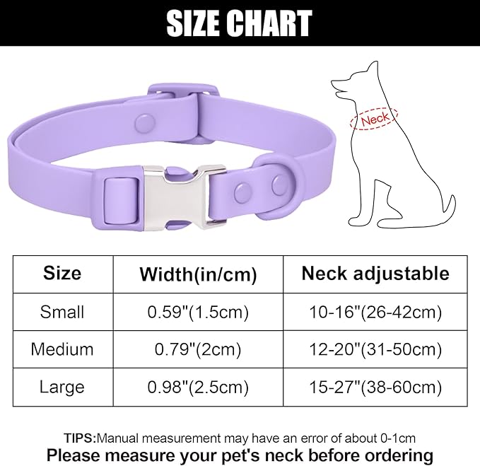 Waterproof Dog Collar Soft Rubber Dog Collar with Safety Alloy Buckle Adjustable Pet Collars for Small Medium Large Dogs