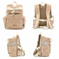 Carrier Bag, Hug & Backpack, Quilted, Beige, Anti-Jump Strap, Adjustable Bottom, Carry Case