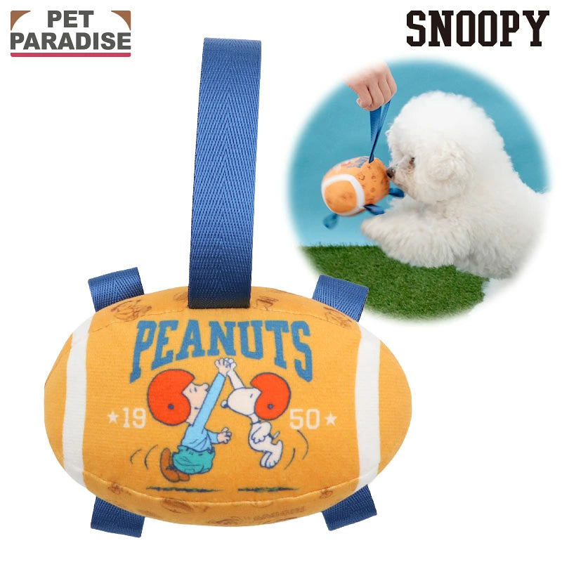 Authentic Snoopy Rugby Ball Dog Toy with Tab – Authentic Peanuts® Pet Toy