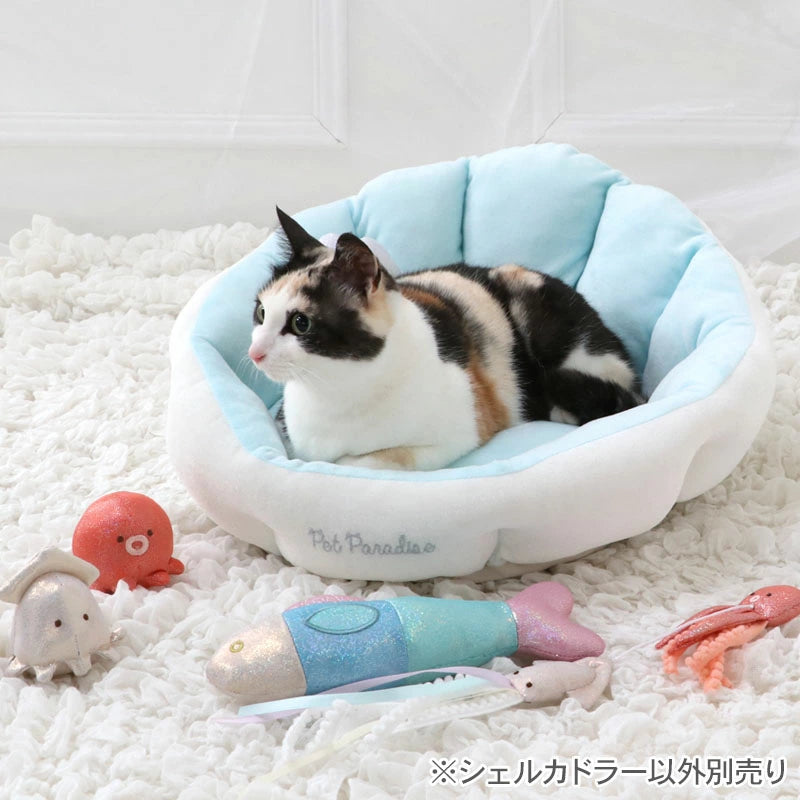 Shell Cuddler Dog Bed – White Marine Cool-Touch Pet Bed (45 × 45cm)