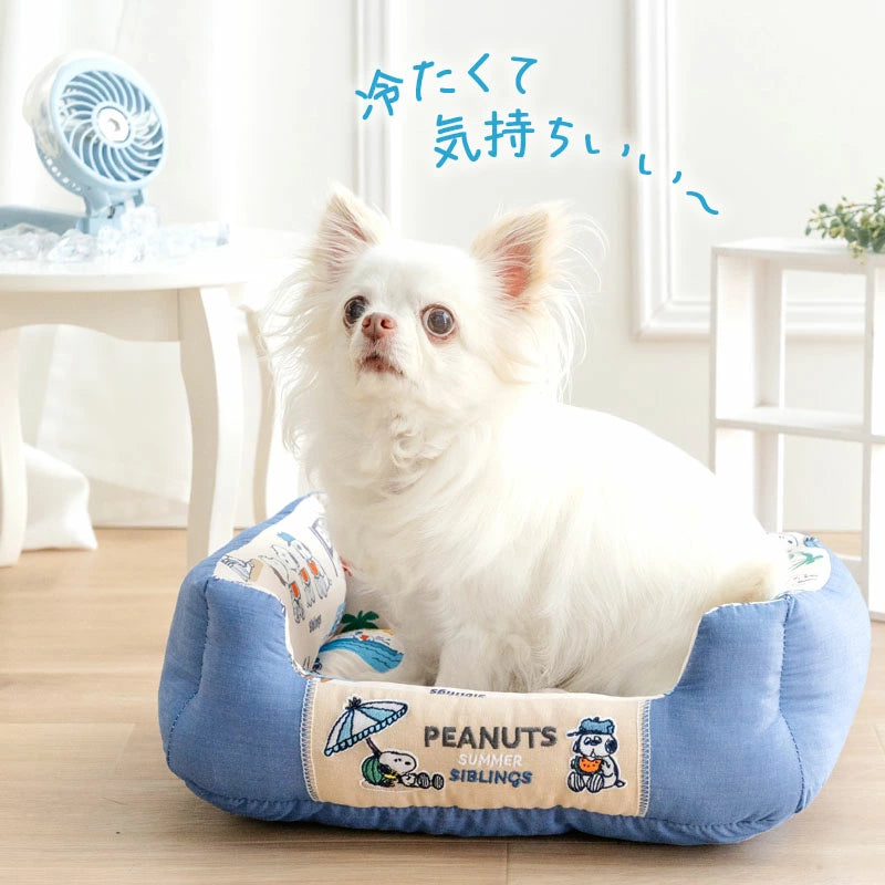 Authentic Snoopy Cool-Touch Pet Cuddler Bed – Ice Pattern Summer Cooling