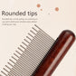Pet Wooden Comb, Stainless Steel Pin Teeth Comb
