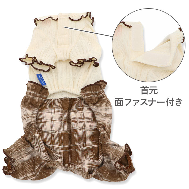Authentic Disney Chip and Dale Dog Clothes Autumn Pants Jumpsuit Check Pattern