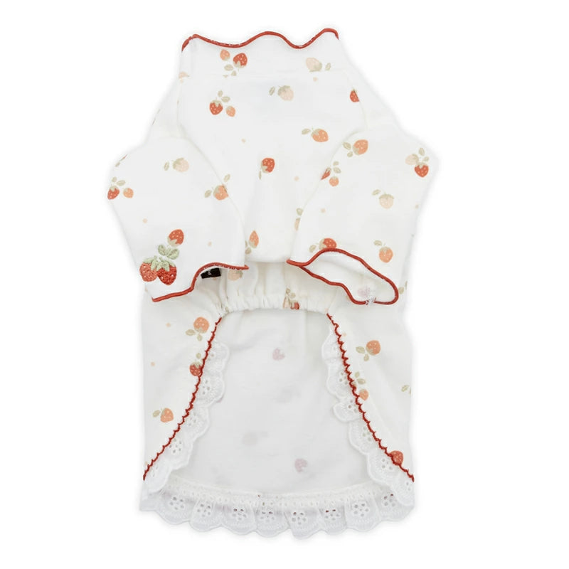 Petitheat Winter Dog T-Shirt with Strawberry Print