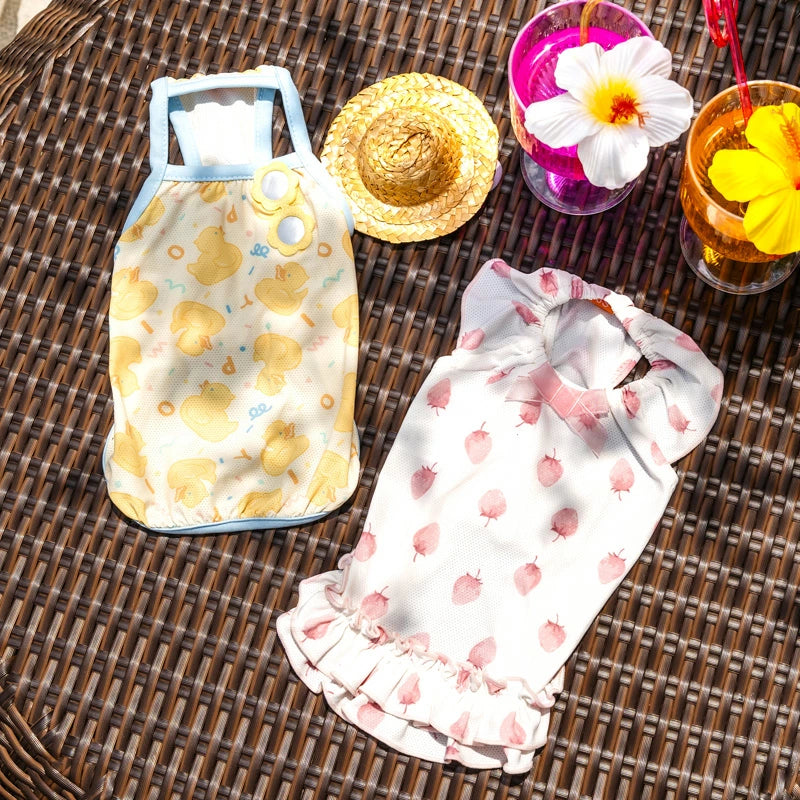 Summer dog clothes, cool to the touch, duck camisole, for small and medium-sized dogs, heat protection | Yellow, absorbent, quick-drying, insect protection