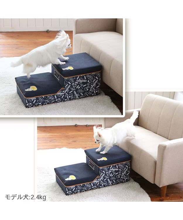 Snoopy Denim-Style Stairs 2 Steps With Storage