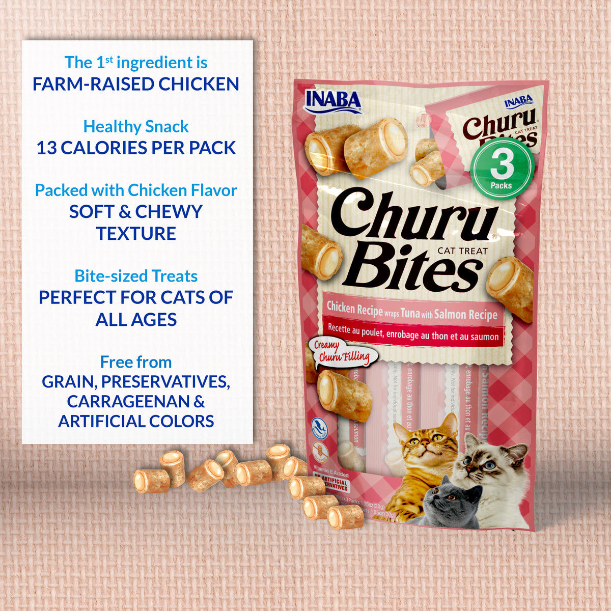 Inaba Churu Bites for Cats Chicken with Tuna & Salmon 30g