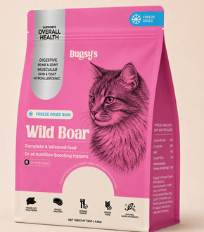 Bugsy Freeze-Dried Wild Boar Cat Food 130g | Complete & Balanced