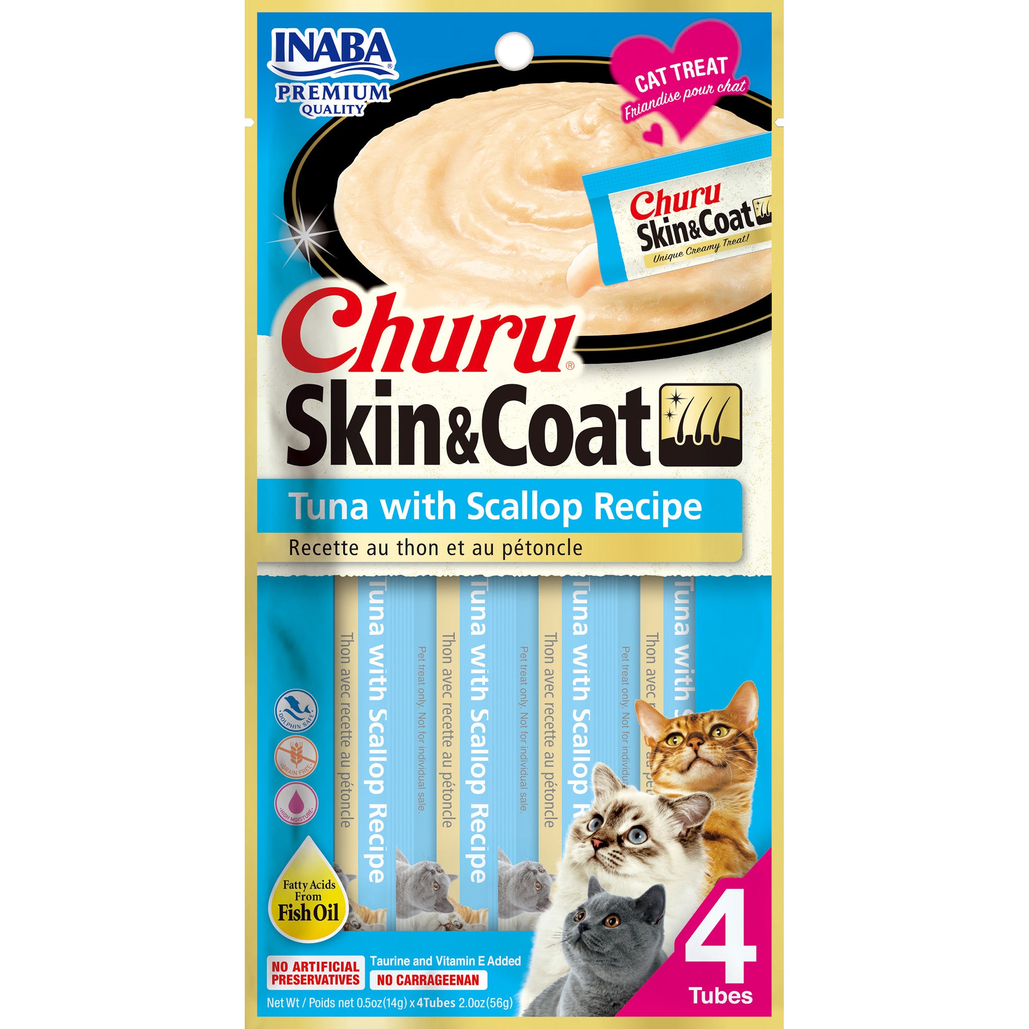 Inaba Churu Puree for Cats Skin & Coat | Tuna & Scallop 56g