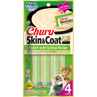 Inaba Churu Puree for Cats Skin & Coat | Chicken & Scallop 56g