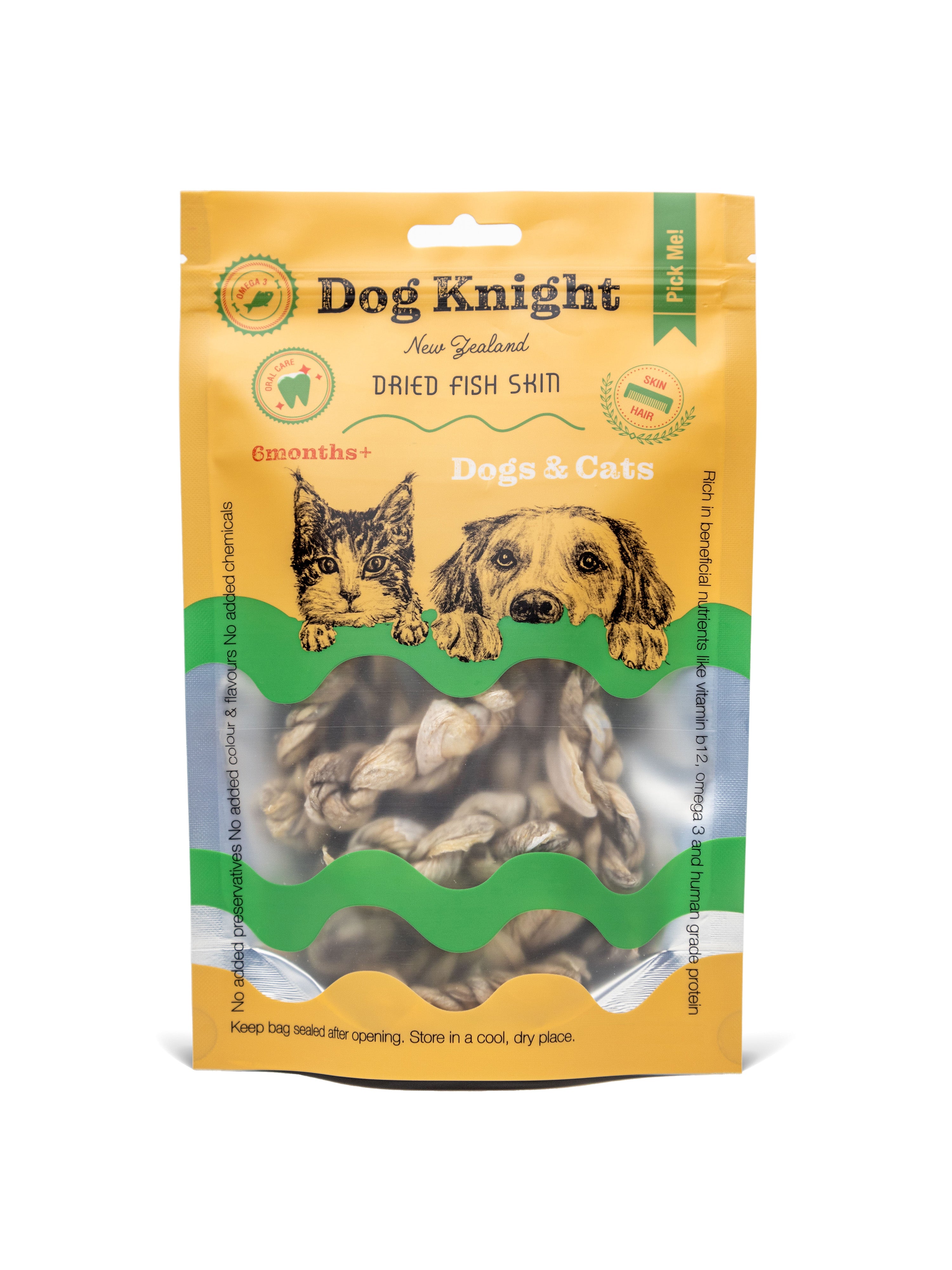 Air Dried NZ Deep-Water Fish Skin Twists 50g | Dog Knight