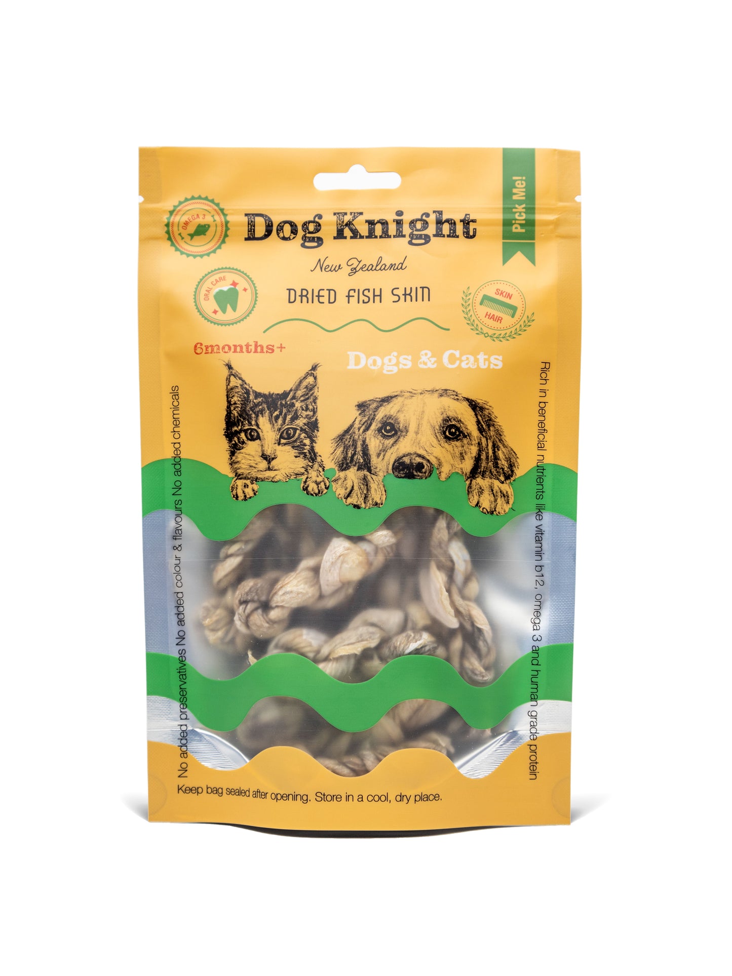 Air Dried NZ Deep-Water Fish Skin Twists 50g | Dog Knight