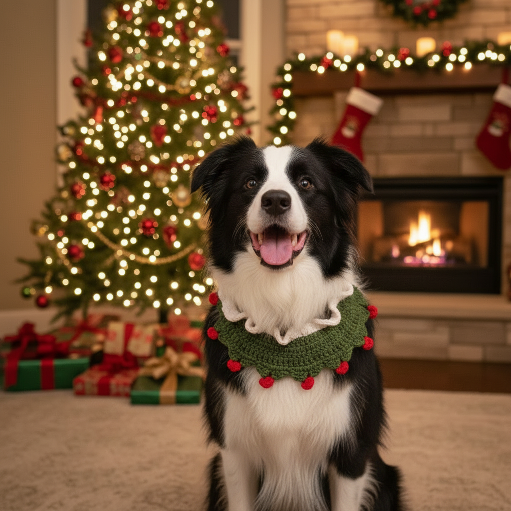 Handmade Christmas Tree Hat and Bandana for Dogs & Cats