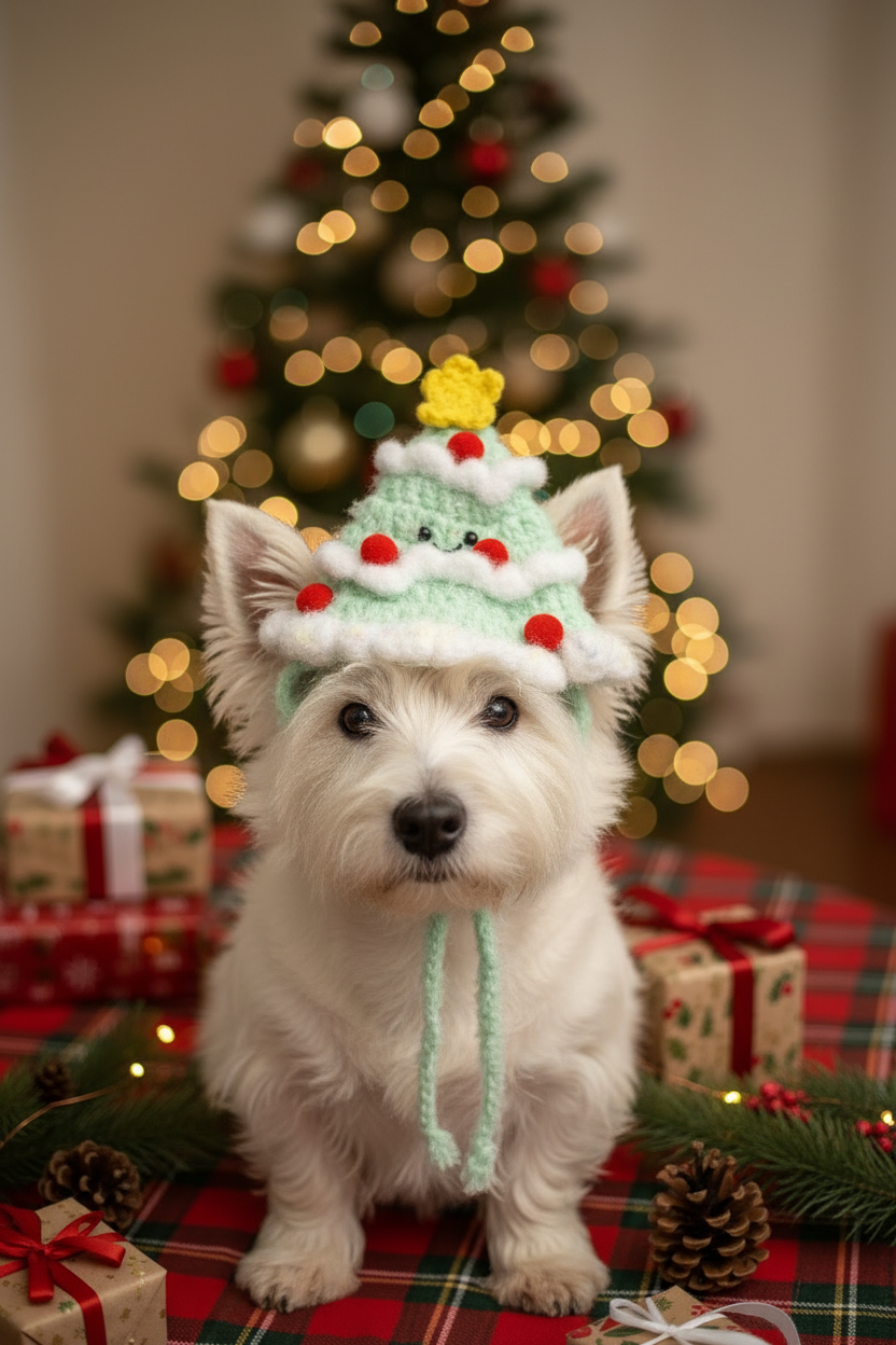 Handmade Fluffy Christmas Hat for Cats & Dogs | Crochet Cotton