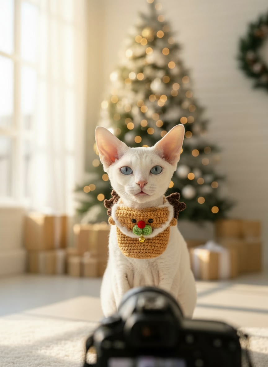 Handmade Xmas Reindeer Pouch Bandana