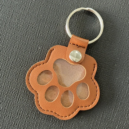 Leather Paw Print Keychain | Pet Memorial Gift for Cat & Dog Lovers