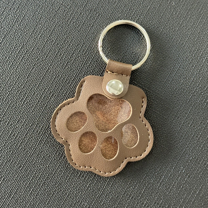 Paw Key Ring Pet Memorial Paw Keychain, Paw Leather KeyChain, Cute Leather Case