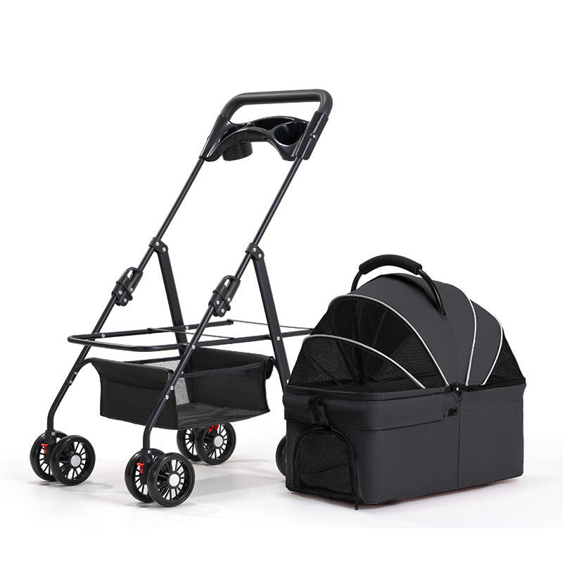 3-in-1 Pet Stroller/Carrier for Small Dogs Cats/Dog Car Seat - Dog Stroller with Detachable Carrier - Portable Folding Travel Pram Pushchair
