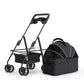 3-in-1 Pet Stroller/Carrier for Small Dogs Cats/Dog Car Seat - Dog Stroller with Detachable Carrier - Portable Folding Travel Pram Pushchair