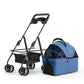 3-in-1 Pet Stroller/Carrier for Small Dogs Cats/Dog Car Seat - Dog Stroller with Detachable Carrier - Portable Folding Travel Pram Pushchair